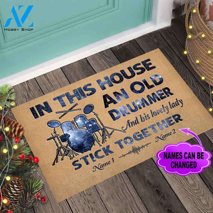 Personalized An Old Drummer And His Lovely Stick Together Funny Doormat Gift For Drum Lovers Birthday Gift Home Decor Warm House Gift Welcome Mat
