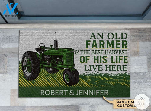 Personalized An Old Farmer And The Best Harvest Of His Life Live Here Doormat