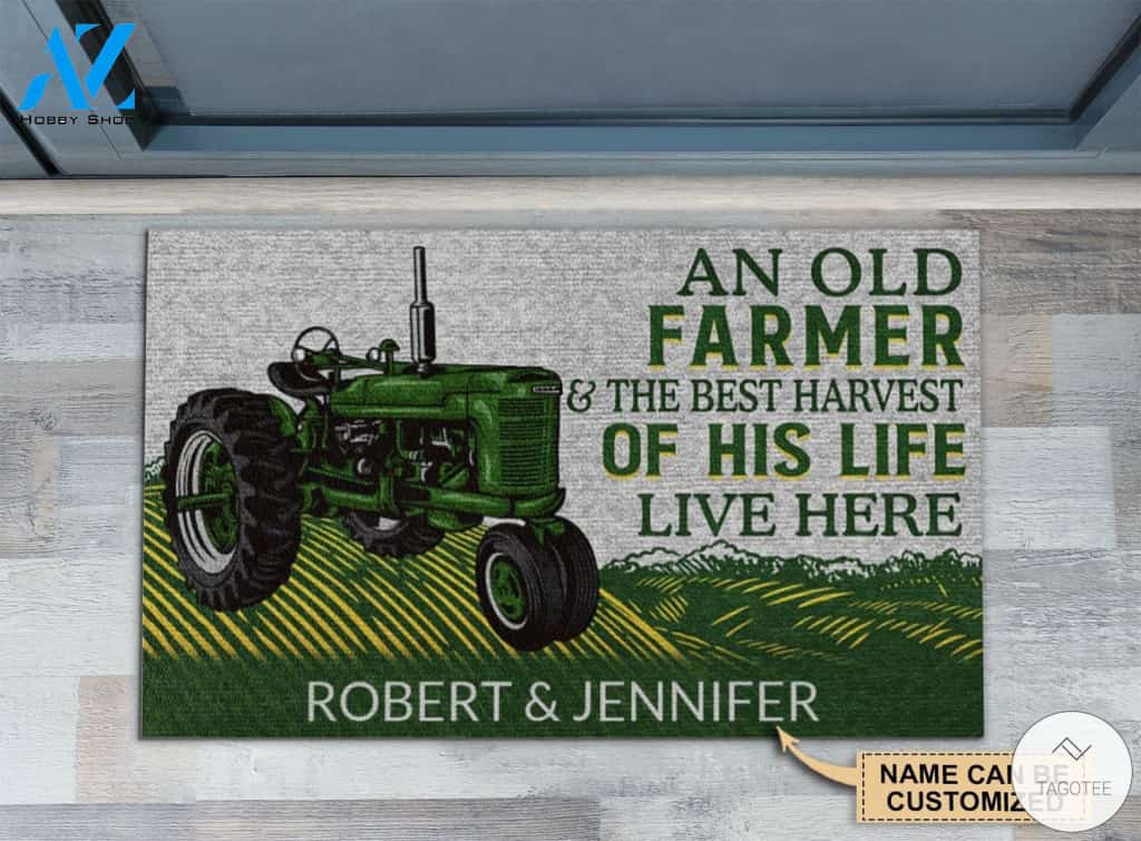 Personalized An Old Farmer And The Best Harvest Of His Life Live Here Doormat