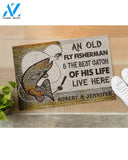 Personalized An old fly fisherman and the best catch of his life live here doormat