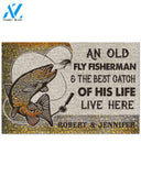 Personalized An old fly fisherman and the best catch of his life live here doormat