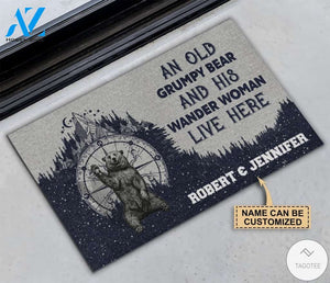 Personalized An old grumpy bear and his wander woman live here camper doormat