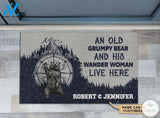 Personalized An old grumpy bear and his wander woman live here camper doormat
