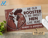 Personalized An old rooster and his sweet hen live here doormat