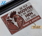 Personalized An old rooster and his sweet hen live here doormat