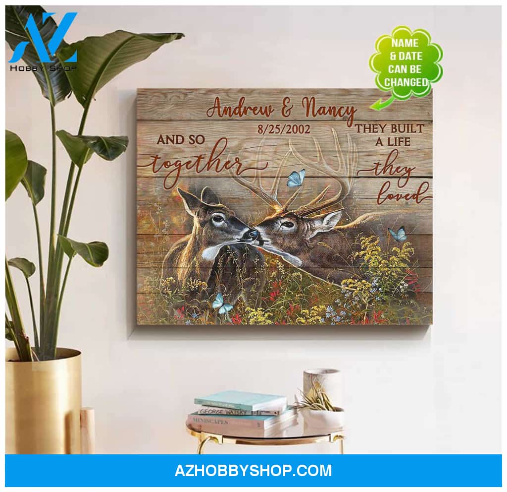 Personalized And So Together Buck And Doe Canvas For Couple Wall Art Decor