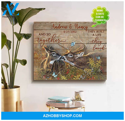 Personalized And So Together Buck And Doe Canvas For Couple Wall Art Decor