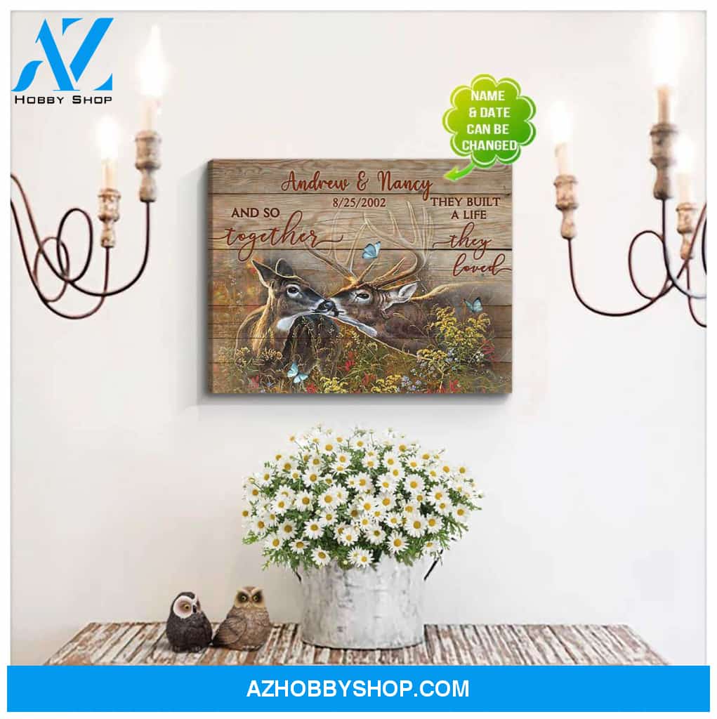 Personalized And So Together Buck And Doe Canvas For Couple Wall Art Decor