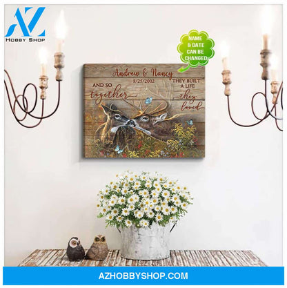 Personalized And So Together Buck And Doe Canvas For Couple Wall Art Decor