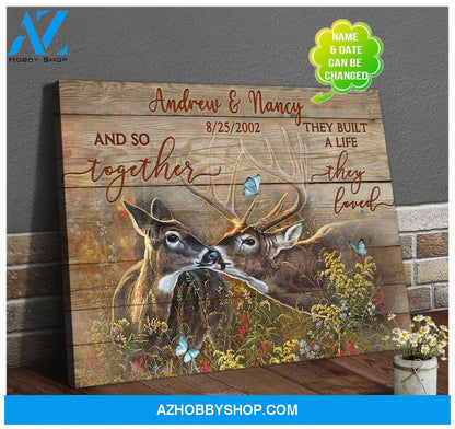Personalized And So Together Buck And Doe Canvas For Couple Wall Art Decor