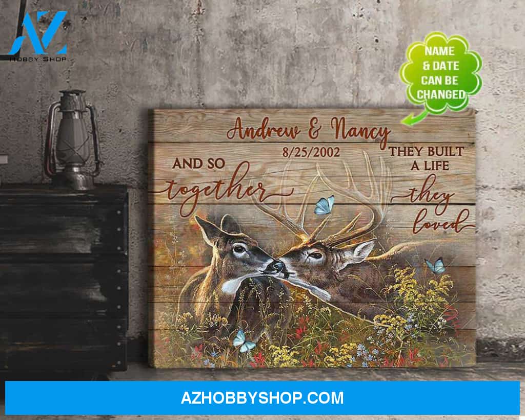 Personalized And So Together Buck And Doe Canvas For Couple Wall Art Decor