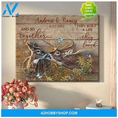 Personalized And So Together Buck And Doe Canvas For Couple Wall Art Decor
