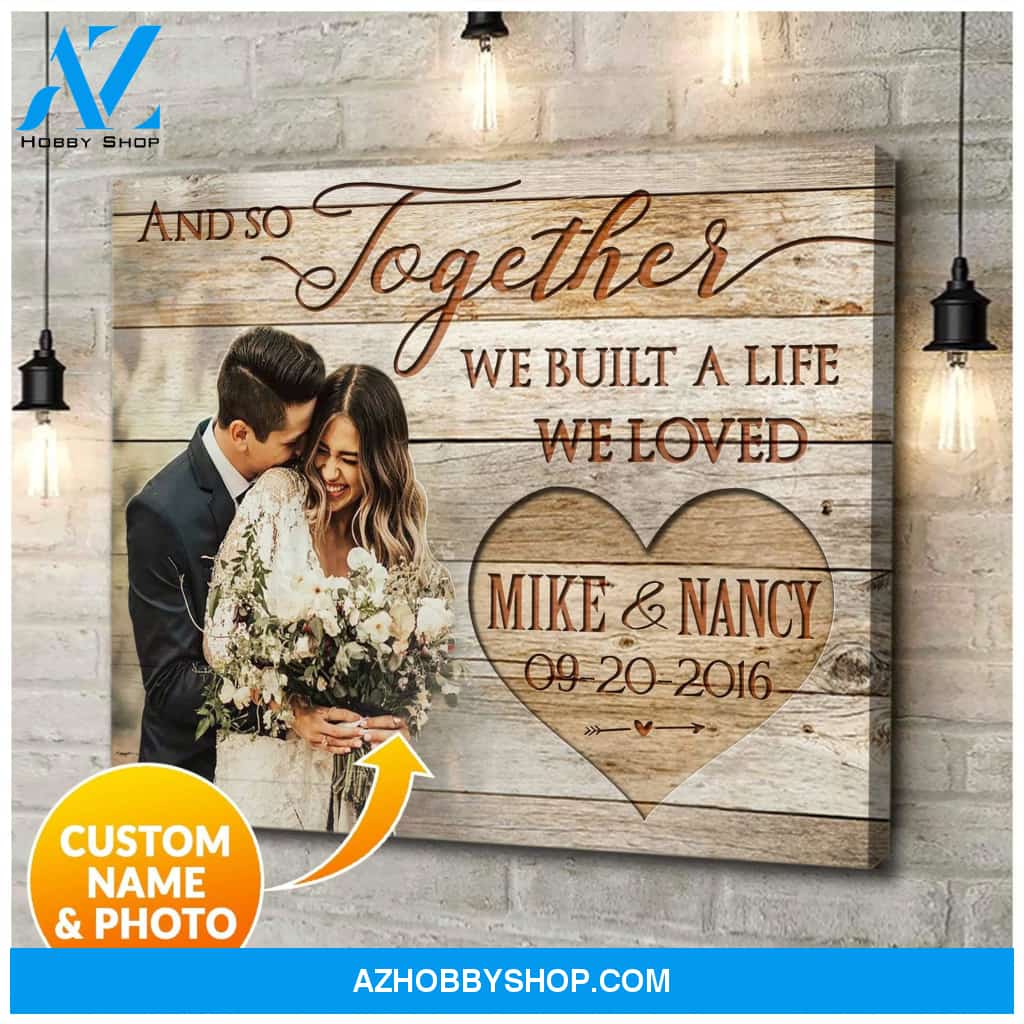 Personalized And So Together Name And Photo Wedding Wall Art Canvas
