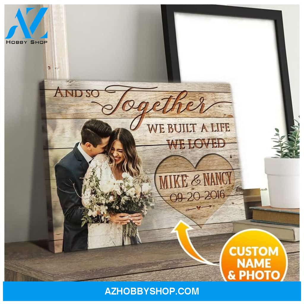 Personalized And So Together Name And Photo Wedding Wall Art Canvas