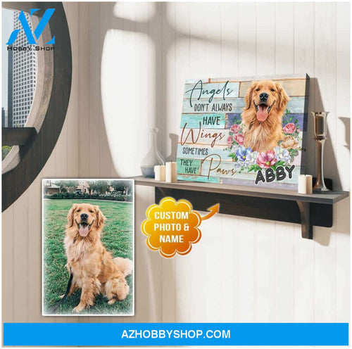 Personalized Angels Don& Always Have Wings Pet Memorial Canvas Wall Art Decor