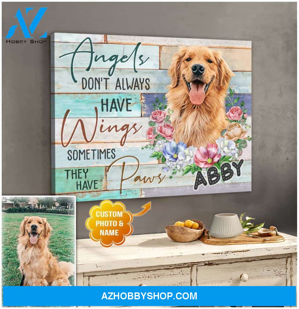 Personalized Angels Don& Always Have Wings Pet Memorial Canvas Wall Art Decor