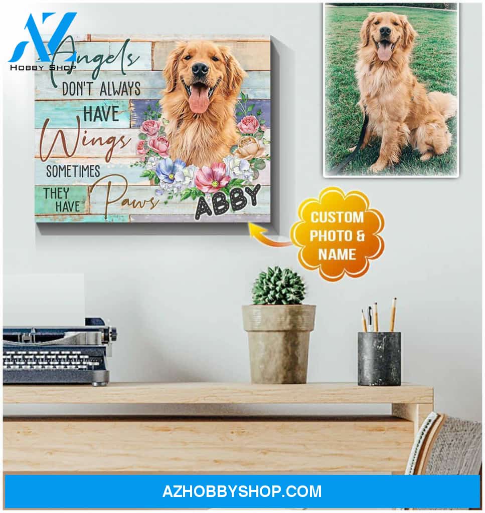 Personalized Angels Don& Always Have Wings Pet Memorial Canvas Wall Art Decor