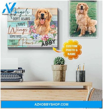 Personalized Angels Don& Always Have Wings Pet Memorial Canvas Wall Art Decor