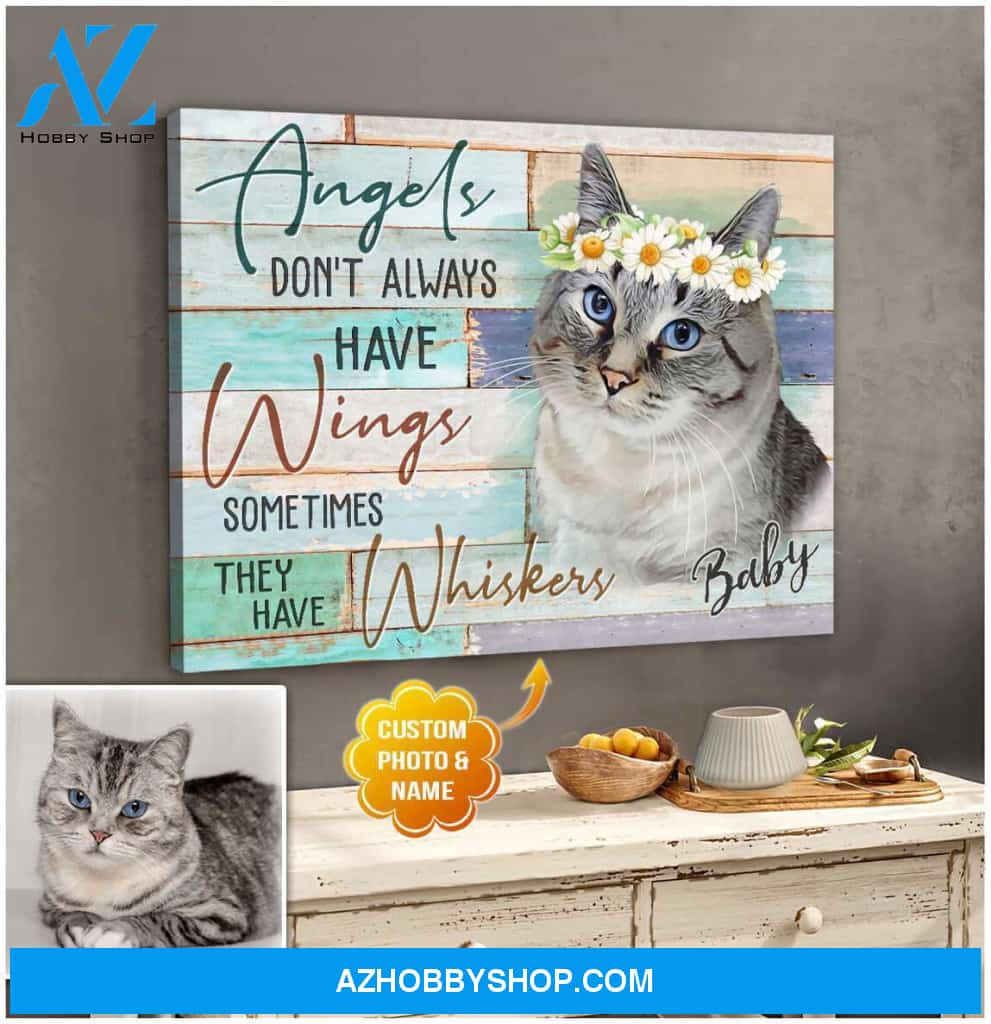 Personalized Angels Have Whiskers Canvas Wall Art Decor