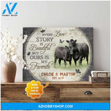 Personalized Angus Cow Every Love Story Is Beautiful Gift For Couple Canvas Wall Art Decor