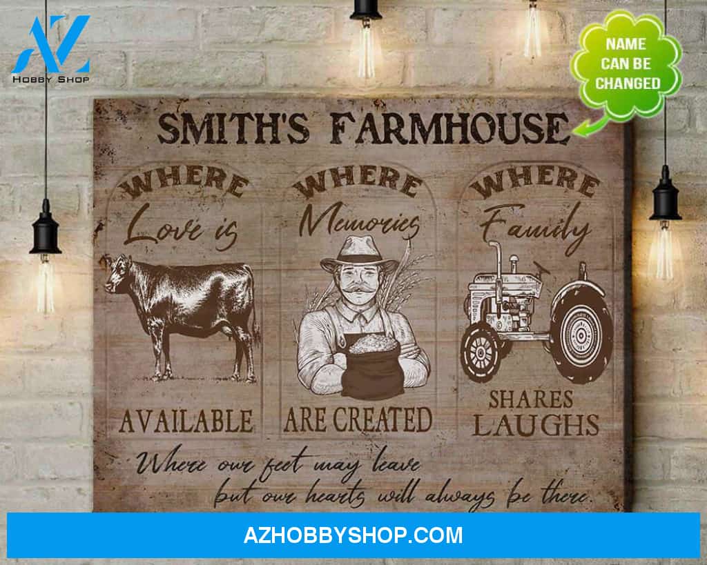 Personalized Angus Cows Farmhouse Where Love Is Available Canvas Wall Art Decor