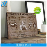 Personalized Angus Cows Farmhouse Where Love Is Available Canvas Wall Art Decor