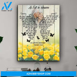 Personalized, As I Sit In Heaven Yellow Roses Background Canvas Wall Art