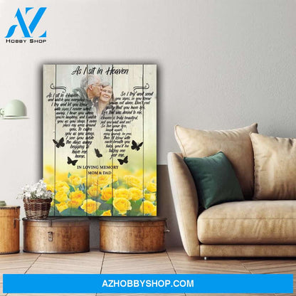 Personalized, As I Sit In Heaven Yellow Roses Background Canvas Wall Art