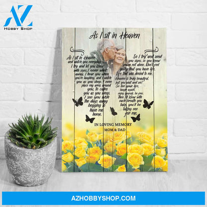 Personalized, As I Sit In Heaven Yellow Roses Background Canvas Wall Art