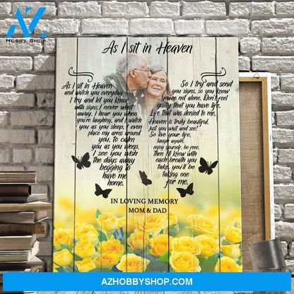 Personalized, As I Sit In Heaven Yellow Roses Background Canvas Wall Art