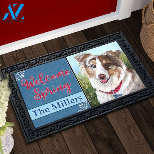 Personalized Australian Shepherd Scarlet Doormat - 18" x 30"
