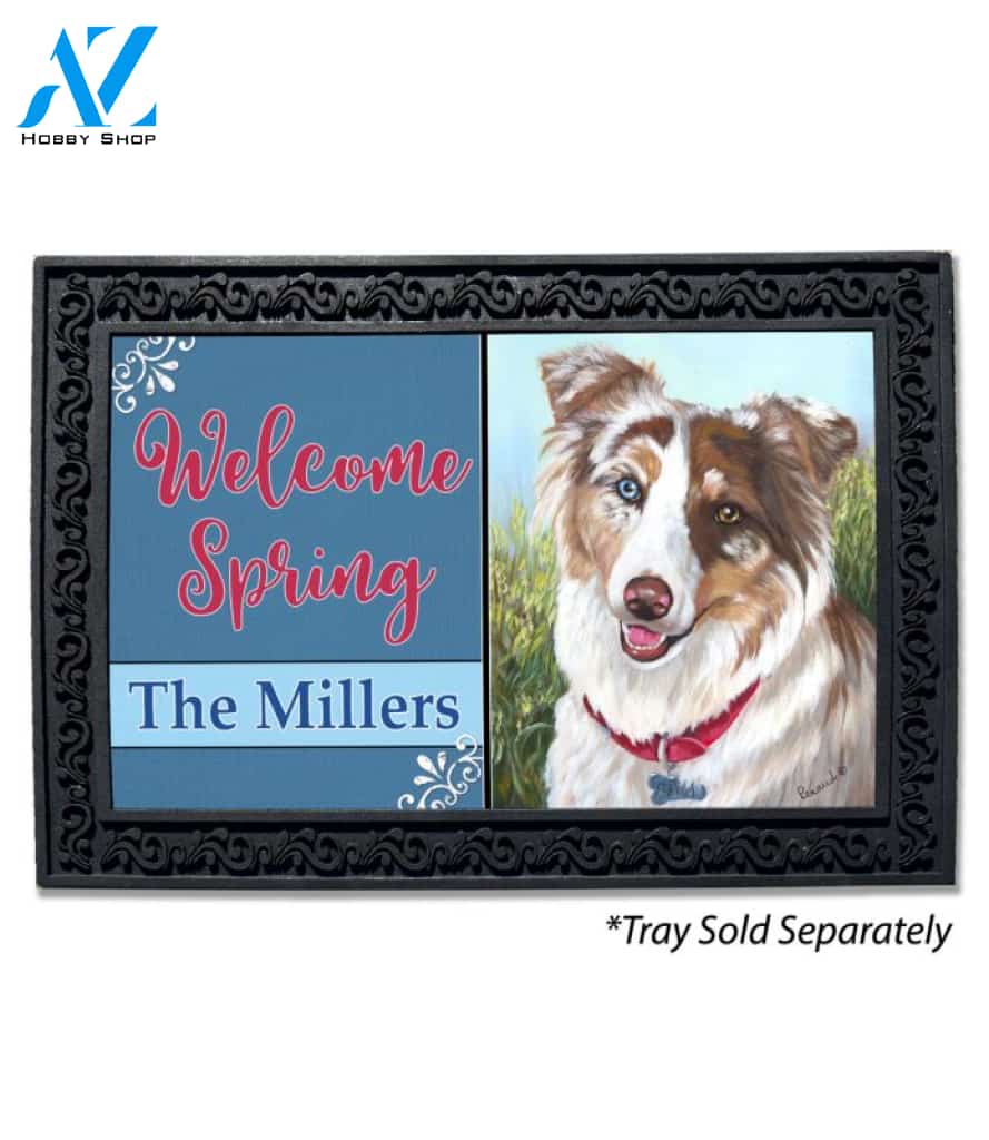 Personalized Australian Shepherd Scarlet Doormat - 18" x 30"