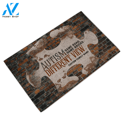 Personalized Autism Same Road Same Bricks Different View Doormat, Gift For Friend Family Birthday Gift Decor Warm House Gift Welcome Mat