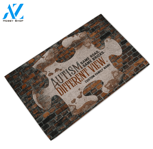Personalized Autism Same Road Same Bricks Different View Doormat, Gift For Friend Family Birthday Gift Decor Warm House Gift Welcome Mat