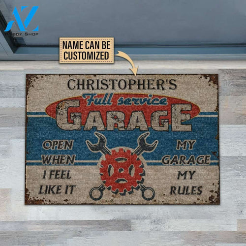 Personalized Auto Mechanic Garage Open When Customized Doormat
