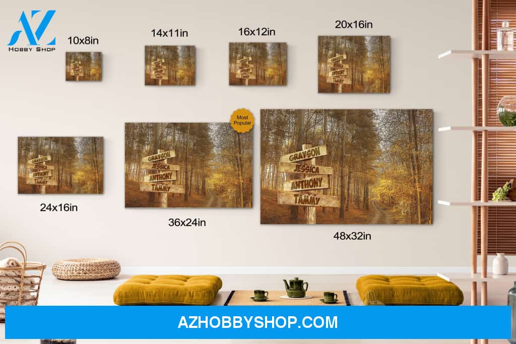 Personalized Autumn Road Multi-Names Street Signs Canvas Print Wall Art - Matte Canvas
