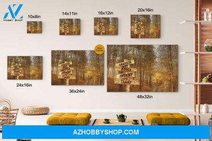 Personalized Autumn Road Multi-Names Street Signs Canvas Print Wall Art - Matte Canvas