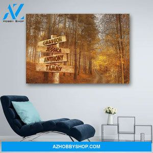 Personalized Autumn Road Multi-Names Street Signs Canvas Print Wall Art - Matte Canvas
