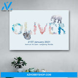 Personalized Baby Name Sign, Animal Nursery Decor Canvas Print Wall Art - Matte Canvas
