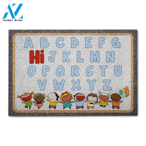 Personalized Back To School Ideas Teacher Hi Alphabet Custom Classroom Doormat
