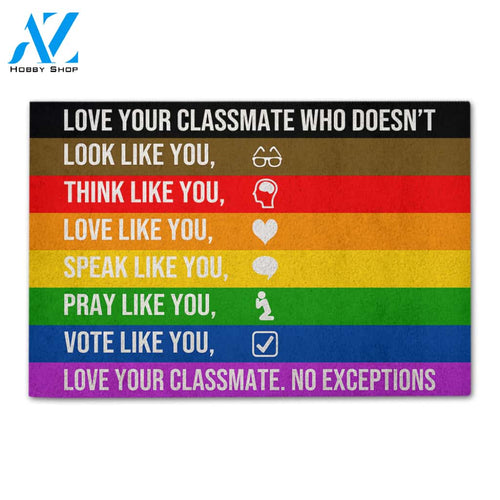 Personalized Back To School Ideas Teacher Love Your Classmate - Custom Classroom Doormat