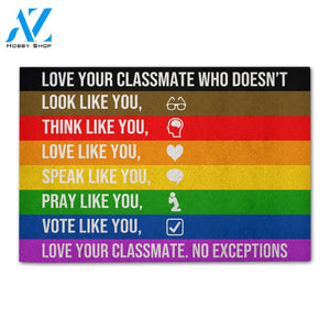 Personalized Back To School Ideas Teacher Love Your Classmate - Custom Classroom Doormat