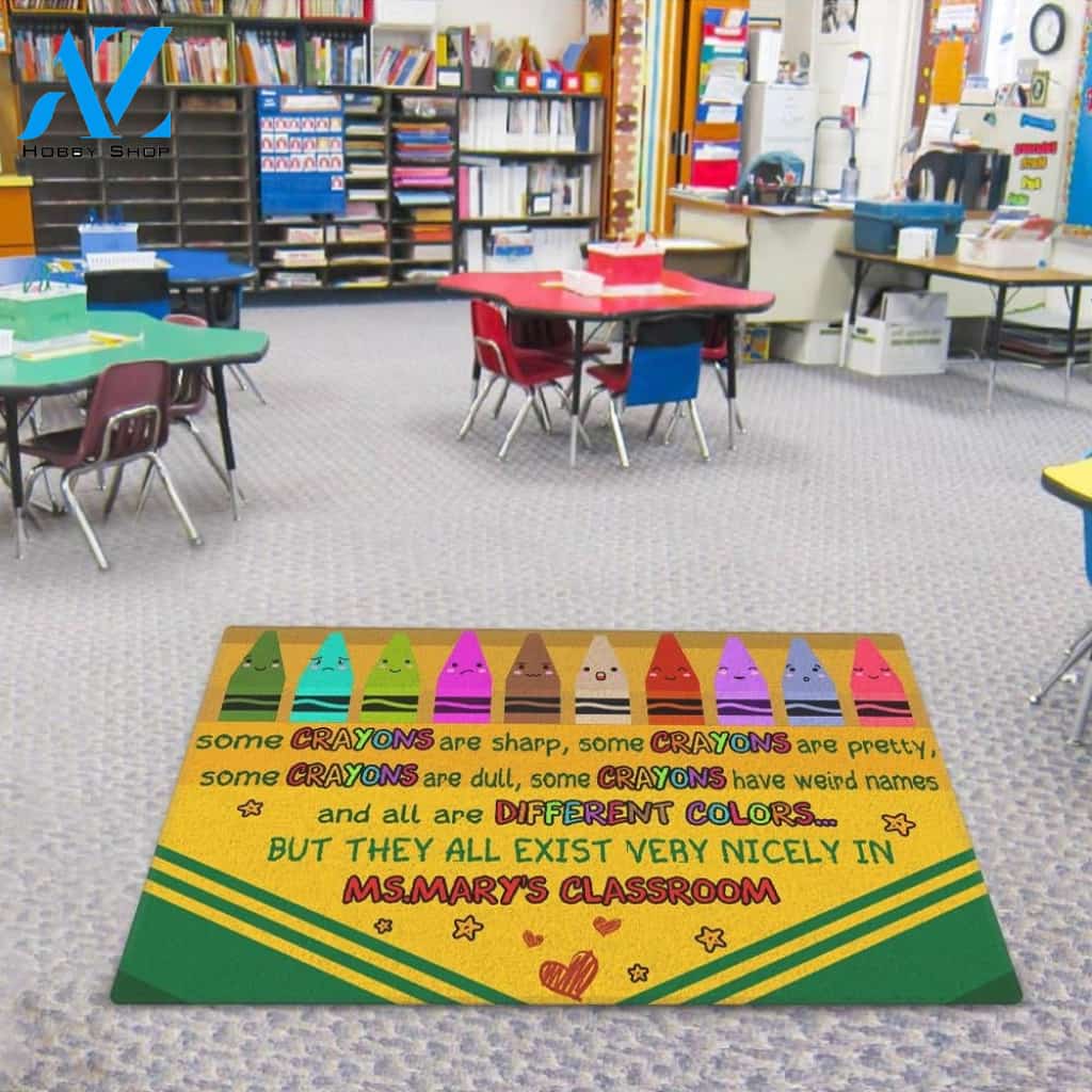 Personalized Back To School Ideas Teacher Some Crayons Are Sharp Custom Classroom Doormat Indoor And Outdoor Doormat Gift For Teacher Classroom Decor Warm House Gift Welcome Mat