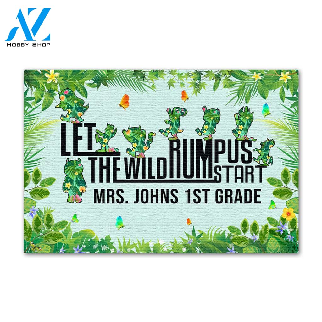 Personalized Back To School Ideas Teacher Wild rumpus Custom Classroom Doormat