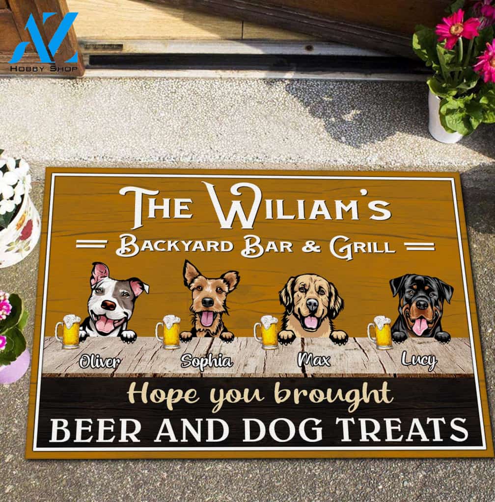 Personalized Backyard Bar & Grill Dogs Door Mart HQD-DXT002 | Welcome Mat | House Warming Gift