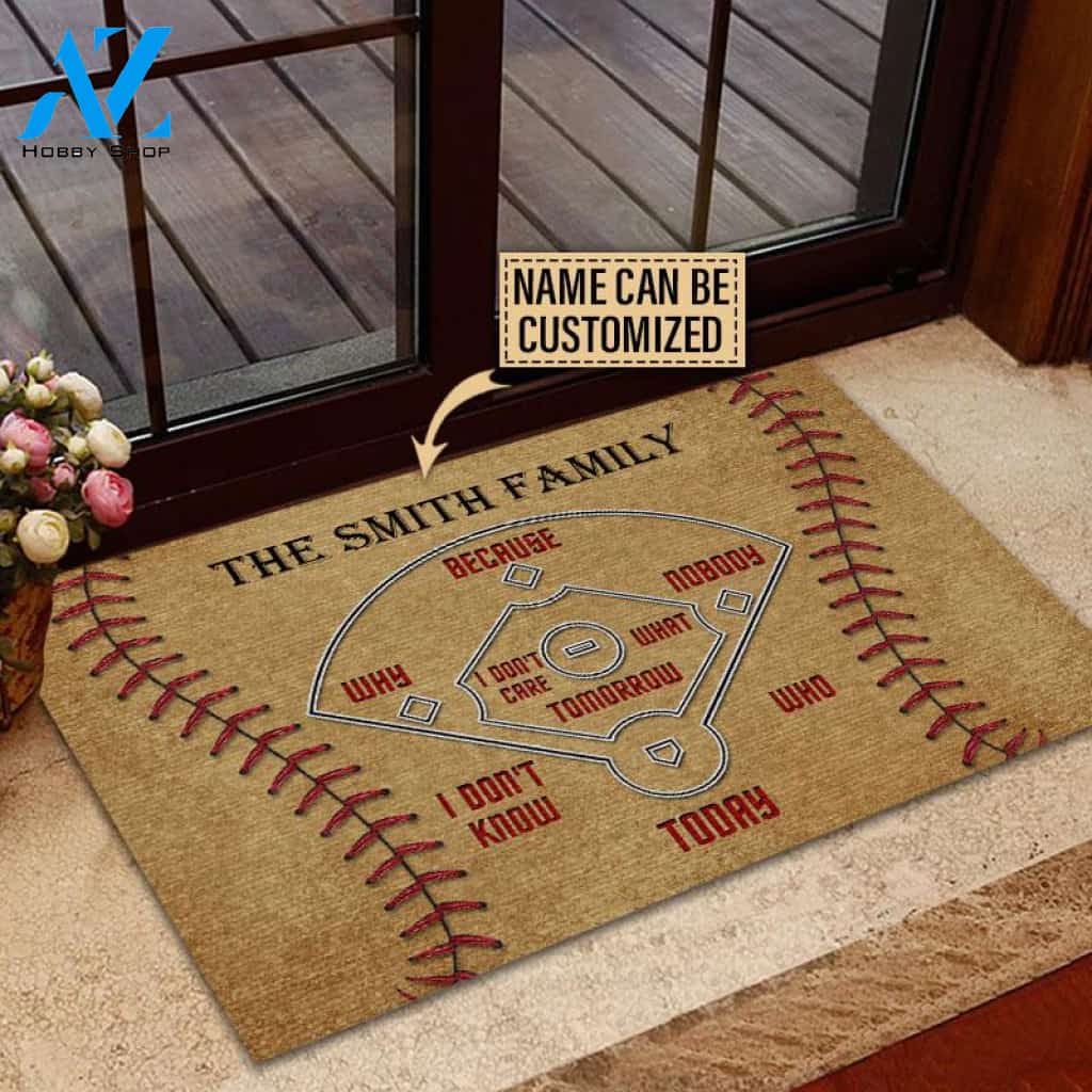 Personalized Baseball Ball Field Doormat, Gift For Baseball Lovers, Gift For Friend Family, Birthday Gift Decor Warm House Gift Welcome Mat