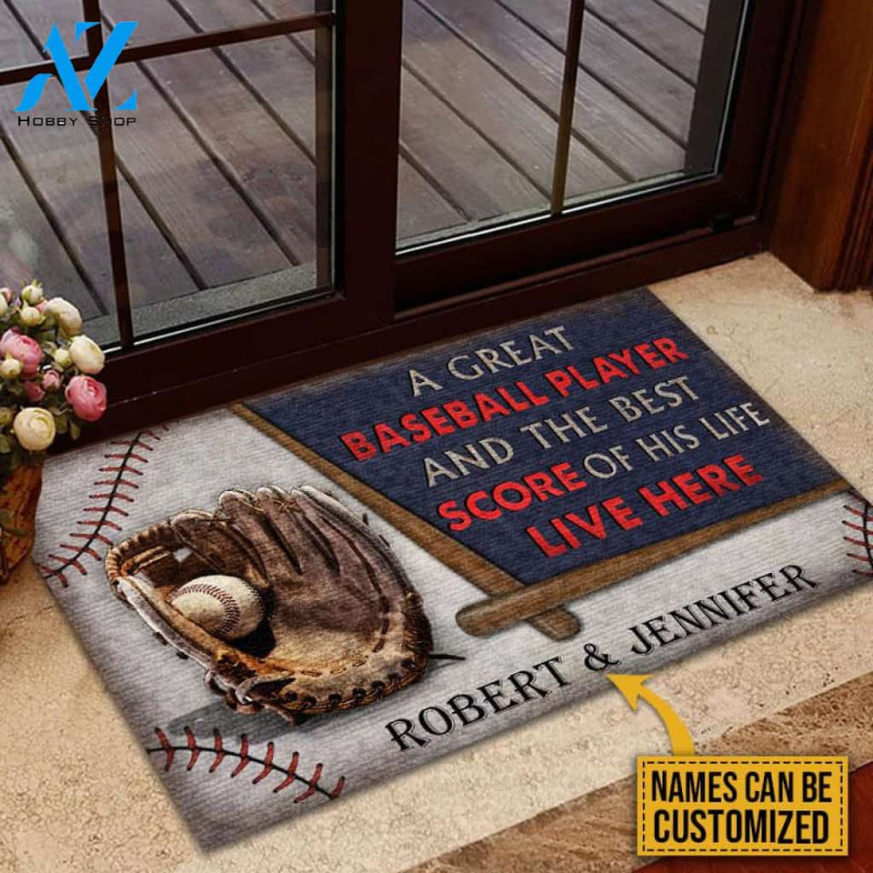 Personalized Baseball Best Score Customized Doormat
