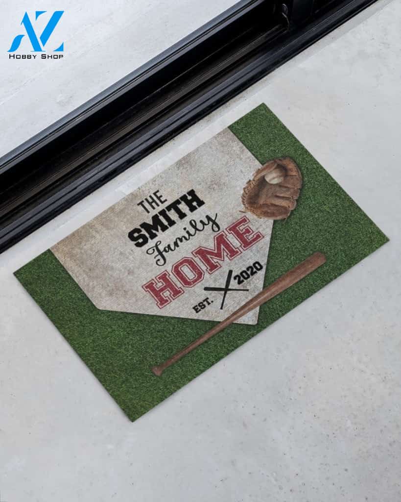 Personalized Baseball Green Grass Home Base Funny Doormat Gift For Baseball Lovers Birthday Gift Home Decor Warm House Gift Welcome Mat