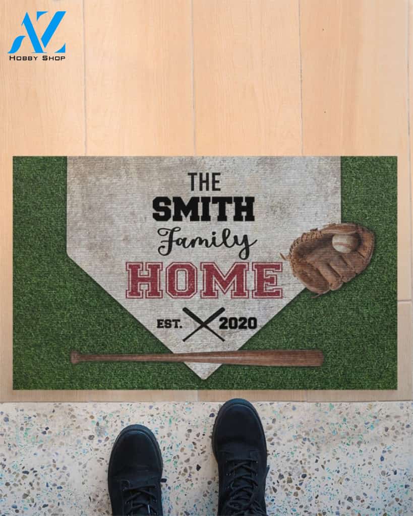 Personalized Baseball Green Grass Home Base Funny Doormat Gift For Baseball Lovers Birthday Gift Home Decor Warm House Gift Welcome Mat