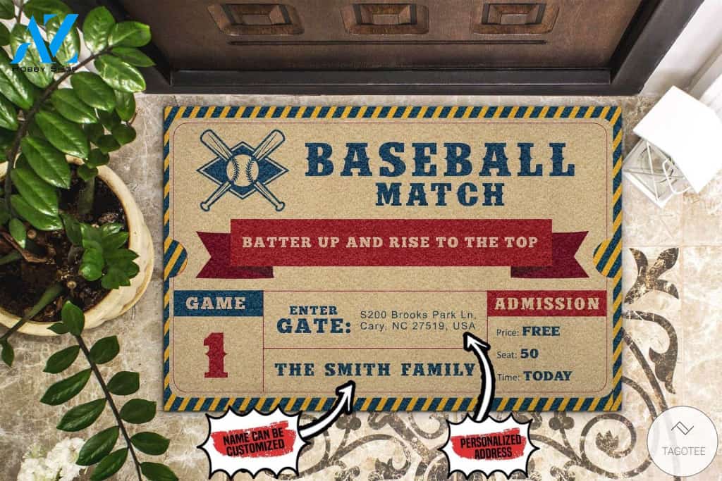 Personalized Baseball Match Batter Up And Rise To The Top Doormat